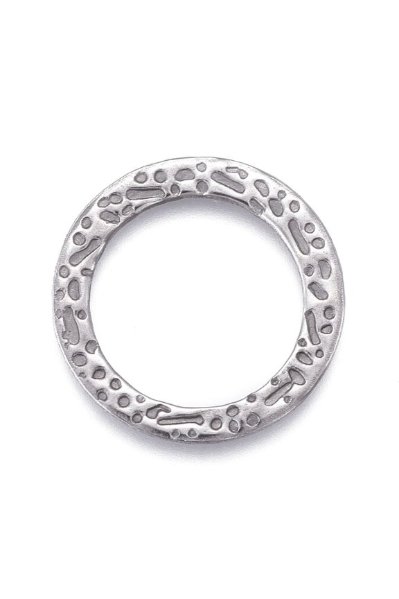 Non-Tarnish 304 Stainless Steel Linking Rings Laser Cut Textured Round Ring Stainless Steel color 15x0.8mm Inner Diameter: 11mm