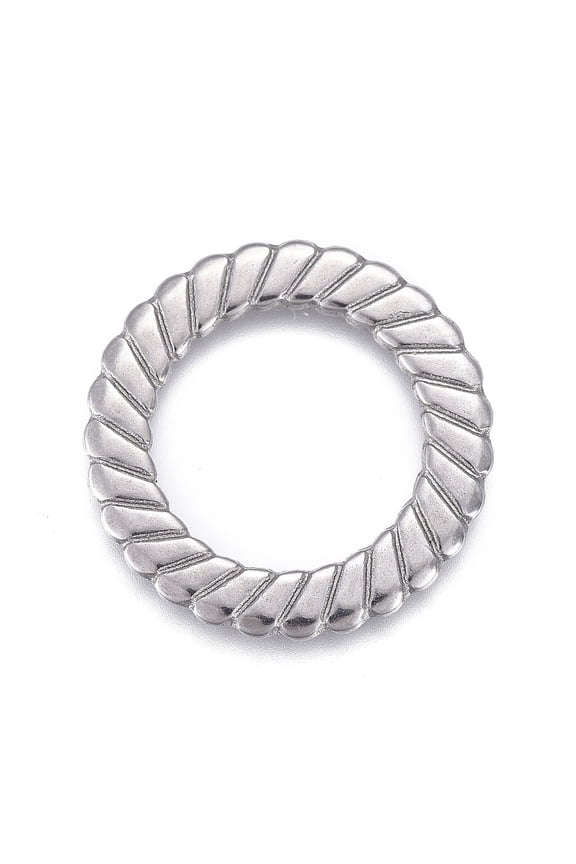 Non-Tarnish 304 Stainless Steel Linking Rings Laser Cut Textured Round Ring Stainless Steel color 18x1mm Inner Diameter: 12mm