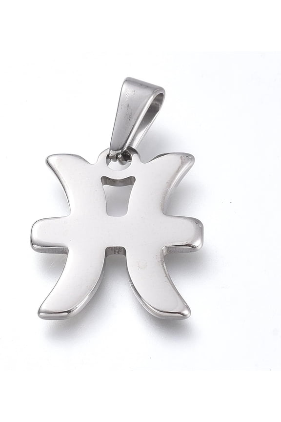 Non-Tarnish 304 Stainless Steel Pendants Constellation/Zodiac Sign Stainless Steel Color Pisces 20x16.5x1.8mm Hole: 3x6.7mm