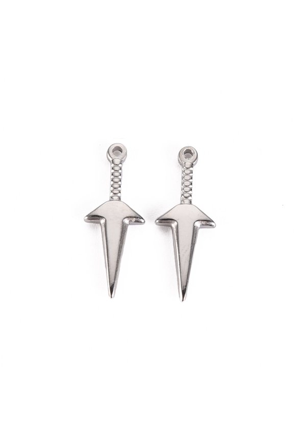 Non-Tarnish 304 Stainless Steel Pendants Dagger Stainless Steel color 20x7.5x2mm Hole: 1mm 304 Stainless Steel