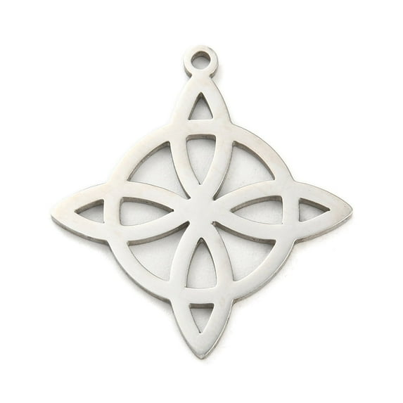 Non-304 Stainless Steel Pendants Laser Cut Witches Knot Wiccan Symbol Charm Stainless Steel Color 27x25x1mm Hole: 1.4mm