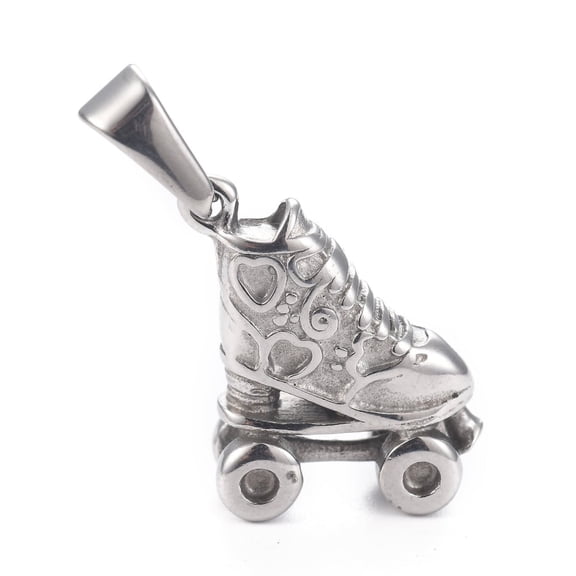 Non-Tarnish 304 Stainless Steel Pendants Roller Skate Stainless Steel color 3/4x5/8x1/4 inch(19x14.5x6.5mm)