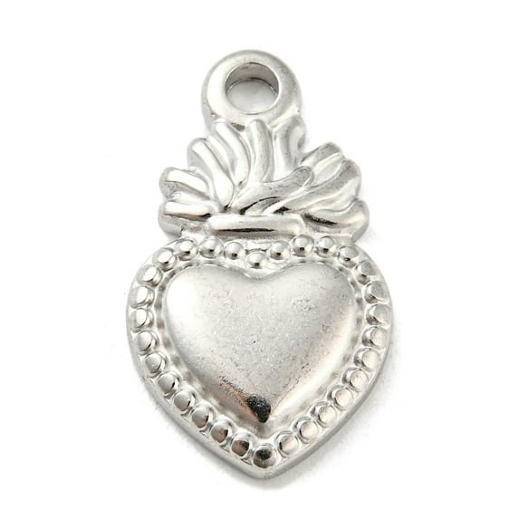 Non-Tarnish 304 Stainless Steel Pendants Sacred Heart Charm Stainless Steel Color 22x12.5x2.5mm Hole: 3mm