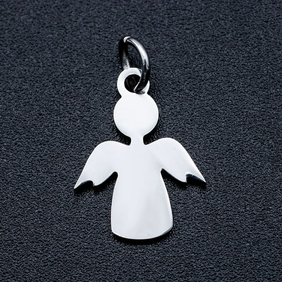 Non-Tarnish 304 Stainless Steel Pendants Stamping Blank Tag Charms with Unsoldered Jump Rings Angel Stainless Steel Color 15x11.5x1mm Hole: 3mm Jump Ring: 5x0.8mm