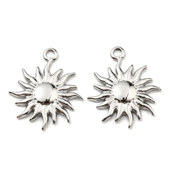 Non-Tarnish 304 Stainless Steel Pendants Sun Charm Stainless Steel color 22.5x19x2mm Hole: 1.8mm