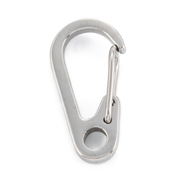 Non-Tarnish 304 Stainless Steel Push Gate Snap Keychain Clasp Findings Stainless Steel Color 20x10x5mm Hole: 3.7mm