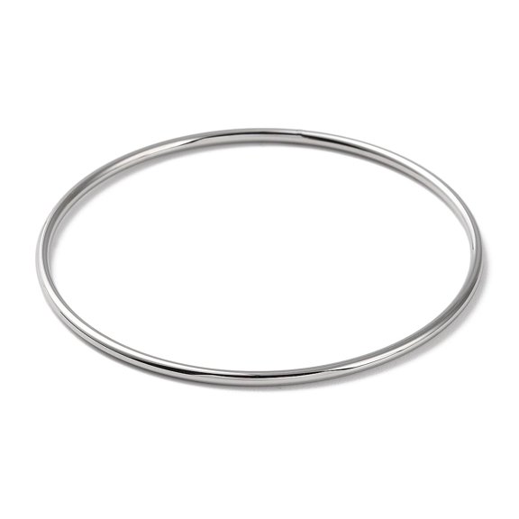 Non-304 Stainless Steel Simple Plain Bangle for Women Stainless Steel Color Inner Diameter: 2-3/8 inch(6cm)