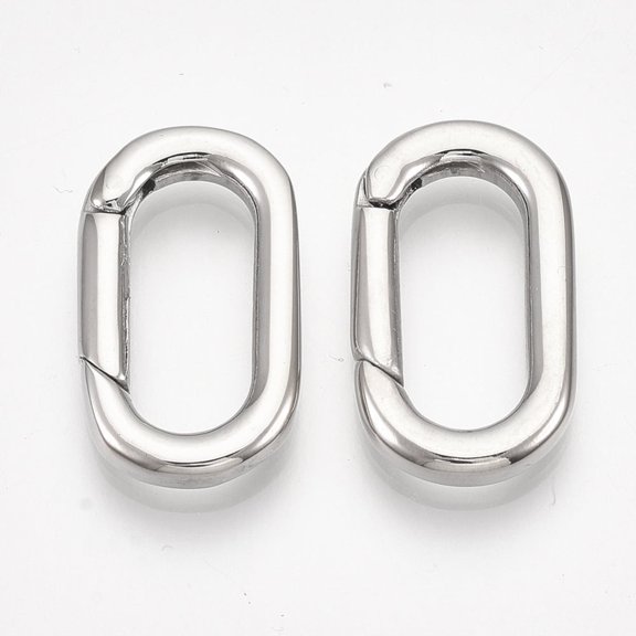 Non-Tarnish 304 Stainless Steel Spring Gate Rings Oval Rings Stainless Steel color 22.5x13x3mm Inner Diameter: 16.5x7mm