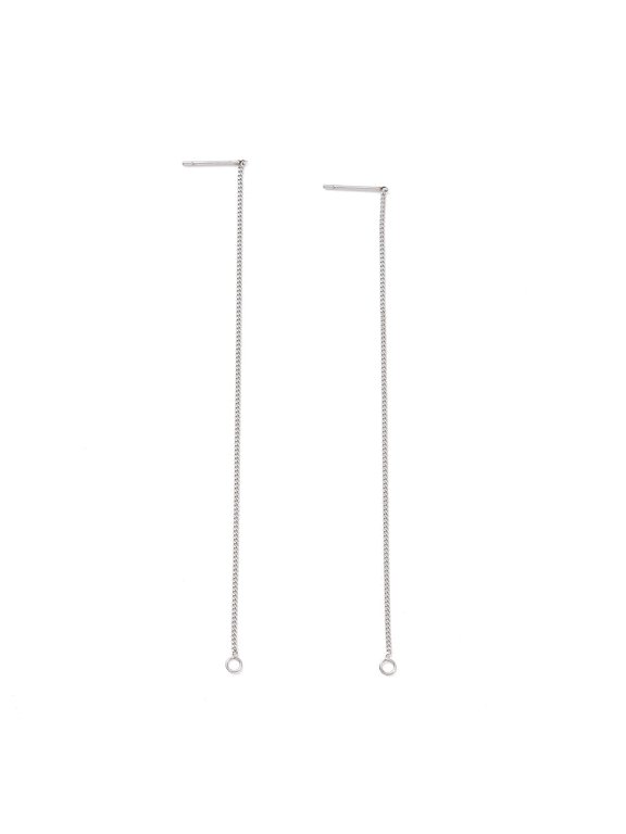 Non-304 Stainless Steel Stud Earring Finding with Hole Ear Thread Stainless Steel Color 109x1x0.4mm Hole: 1.7mm Pin: 0.7mm