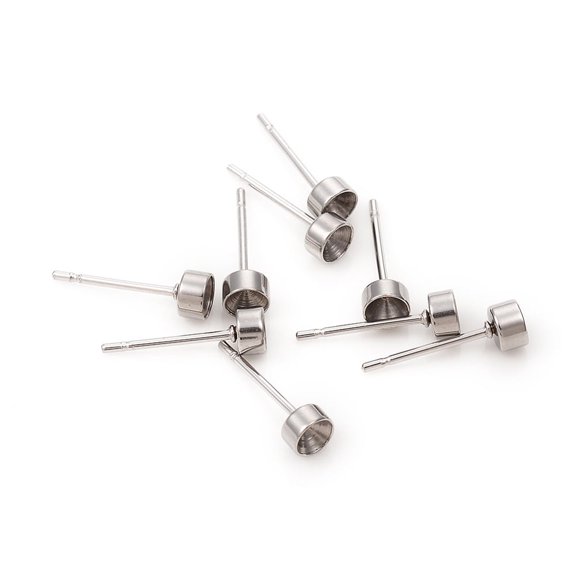 Non-304 Stainless Steel Stud Earring Settings Rhinestone Settings for Pointed Back Rhinestone Stainless Steel color 4mm Pin: 0.8mm Fit for 3mm Rhinestone 304 Stainless Steel