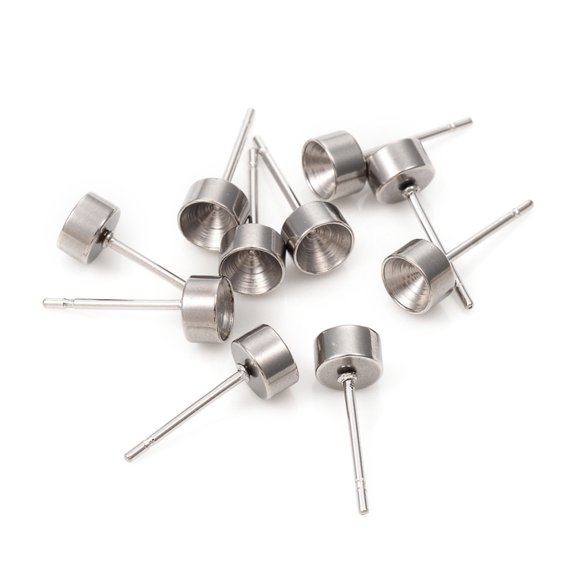 Non-Tarnish 304 Stainless Steel Stud Earring Settings Rhinestone Settings for Pointed Back Rhinestone Stainless Steel color 5mm Pin: 0.8mm Fit for 4mm Rhinestone 304 Stainless Steel