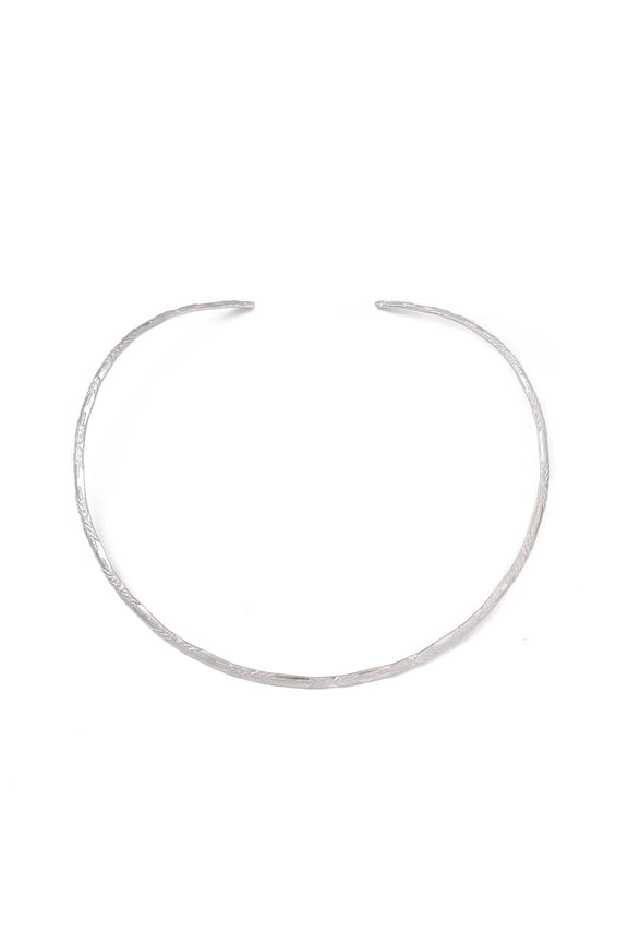 Non-Tarnish 304 Stainless Steel Textured Wire Necklace Making Rigid Necklaces Minimalist Choker Cuff Collar Stainless Steel color 0.4cm Inner Diameter: 5-3/8 inch(13.78cm)