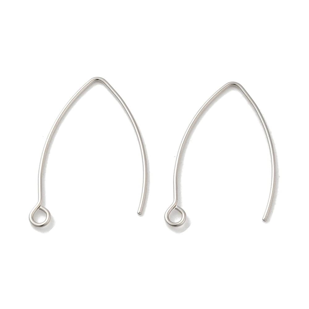 Non-Tarnish 316 Surgical Stainless Steel Earring Hooks Marquise Ear Wire Stainless Steel color 20 Gauge 30x20x0.8mm Hole: 2mm 316 Surgical Stainless Steel