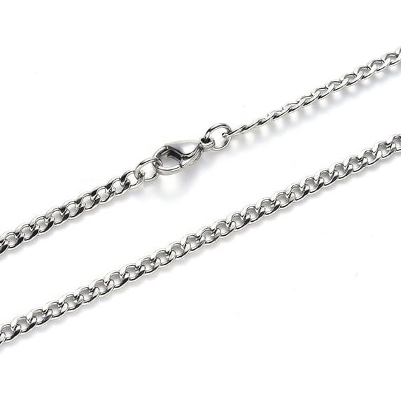 Non-Tarnish Men's 304 Stainless Steel Cuban Link Chain Necklace with Lobster Claw Clasp Stainless Steel Color 19.68 inch(50cm) Link: 4.5x3x0.8mm