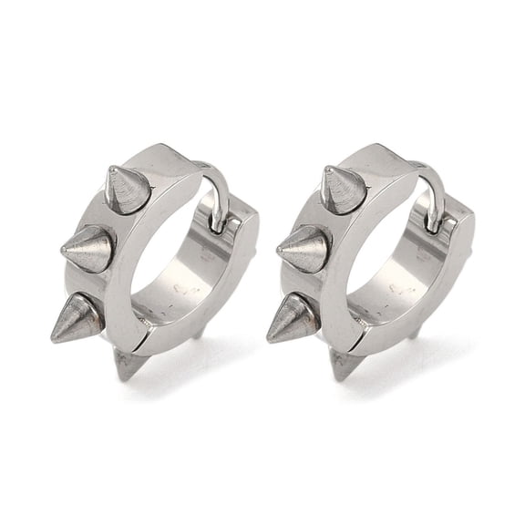 Non-Tarnish Polishing 304 Stainless Steel Spike Rivet Hoop Earrings for Women Stainless Steel color 18x4mm