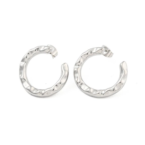 Non-Ring 304 Stainless Steel Ear Studs Stud Earrings for Women Stainless Steel Color 22.3x22.3mm