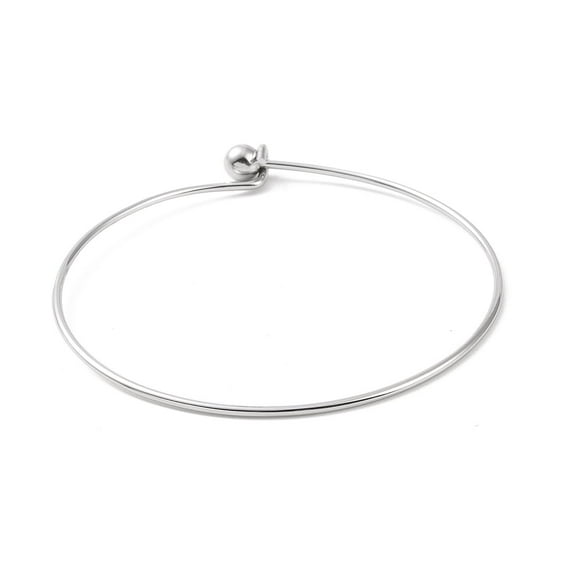 Non-Tarnish Screw End Ball 304 Stainless Steel Wire Bangle Torque Bangle for Women Stainless Steel Color Inner Diameter: 2-1/2 inch(6.2cm)