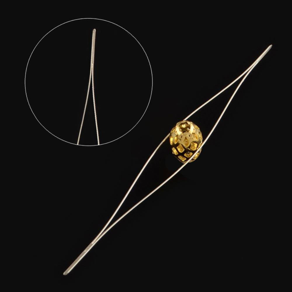 Non-Tarnish Stainless Steel Collapsible Big Eye Beading Needles Seed Bead Needle Beading Embroidery Needles for Jewelry Making Stainless Steel Color 57x0.5mm