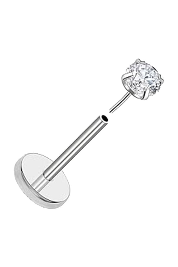 Non Threaded Flat Back Earrings Titanium Small Earrings Push In Nose Nails Male And Female Lip Cartilage Earrings Puncture Jewelry