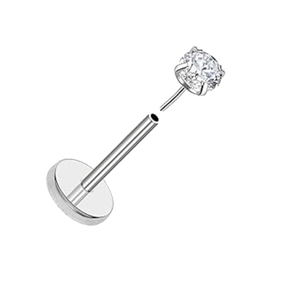 Non Threaded Flat Back Earrings for Ears — Small Push-In Nose Nails Lip Cartilage Piercing Jewelry for Men and Women