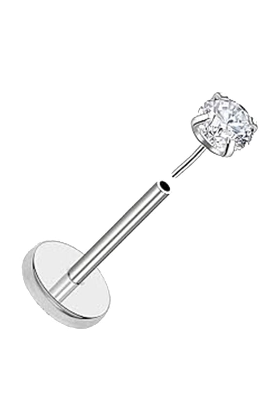 Non Threaded Flat Back Earrings for Ears — Small Push-In Nose Nails Lip Cartilage Piercing Jewelry for Men and Women