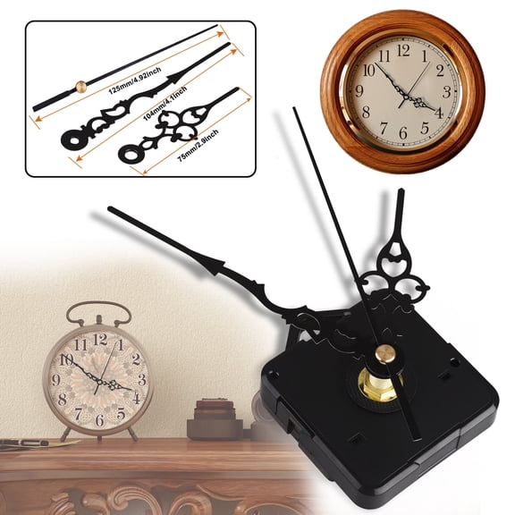 Non-Ticking Hands Quartz DIY Wall Clock Movement Mechanism, DISEN DIY Repair Parts Replacement with 3 Different Clock Hands, Battery Operated Clock Motor Kit, for Clock Repair DIY Replacement