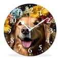 thumbnail image 1 of Non-Ticking Silent Clock Battery Operated Analog Clcok Round Wall Clocks Decorative for Living Room-Golden Retriever Dog Beautiful Wreath Picture(10inch), 1 of 4