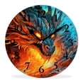 thumbnail image 1 of Non-Ticking Silent Clock Battery Operated Analog Clcok Round Wall Clocks Decorative for Living Room-Abstract Blue Red Fiery Dragons Painting(14inch), 1 of 4