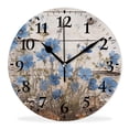 thumbnail image 1 of Non-Ticking Silent Clock Battery Operated Analog Clcok Round Wall Clocks Decorative for Living Room-Blue Flowers with Insects Colorful(10inch), 1 of 4