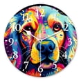 thumbnail image 1 of Non-Ticking Silent Quartz Wall Clocks Battery Operated Modern Wall Clocks Decorative for Office,Bedroom,Kitchen-Golden Retriever Dog Face On Black Background(14inch), 1 of 4