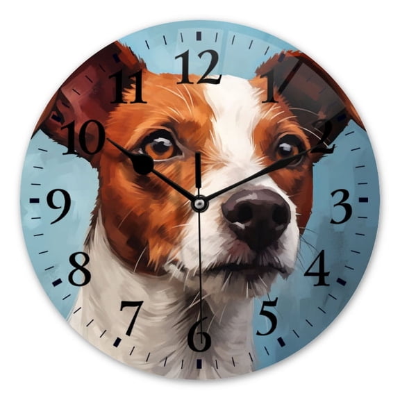 Non-Ticking Silent Wall Clocks Battery Operated Personalized Decor Clock for Bathroom,Office-Oil Painting Of The Head Shot Of Jack Russell Terrier(12inch)
