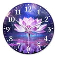 thumbnail image 1 of Non-Ticking Silent Wall Clocks Battery Operated Personalized Decor Clock for Living Room,Bedroom-Beautiful Purple Lotus Flower Floating In Water(10inch), 1 of 4