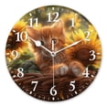 thumbnail image 1 of Non-Ticking Silent Wall Clocks Battery Operated Personalized Decor Clock for Living Room,Bedroom-Cute Ginger Kitten Sits In Basket Among Sunflowers (2)(16inch), 1 of 4