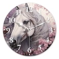 thumbnail image 1 of Non-Ticking Silent Wall Clocks Battery Operated Personalized Decor Clock for Living Room,Bedroom-White Horse Surrounded By Cherry Blossoms (2)(14inch), 1 of 4