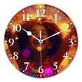 thumbnail image 1 of Non-Ticking Silent Wall Clocks Battery Operated Personalized Decor Clock for Living Room,Bedroom-Young Black Woman With Curly Hair Celebrating In Colorful Lights(10inch), 1 of 4