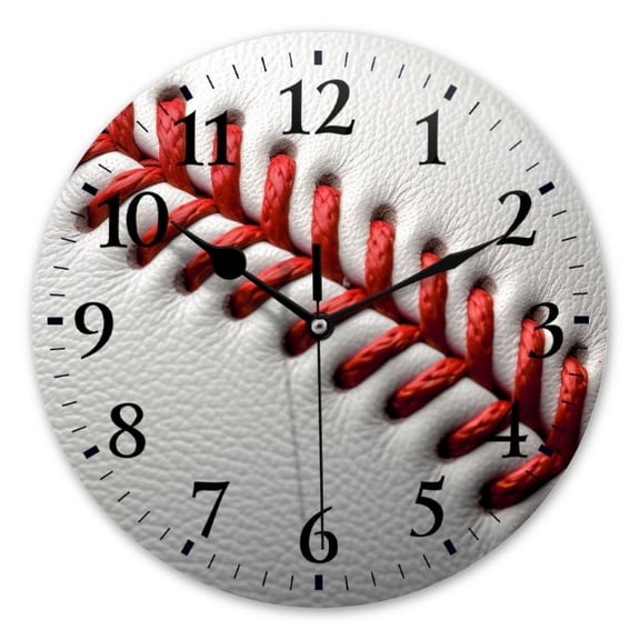 Non-Ticking Silent Wall Clocks Battery Operated Personalized Decor Clock for Bathroom,Office-Close-Up Of Stitches In Baseball Exquisite(12inch)