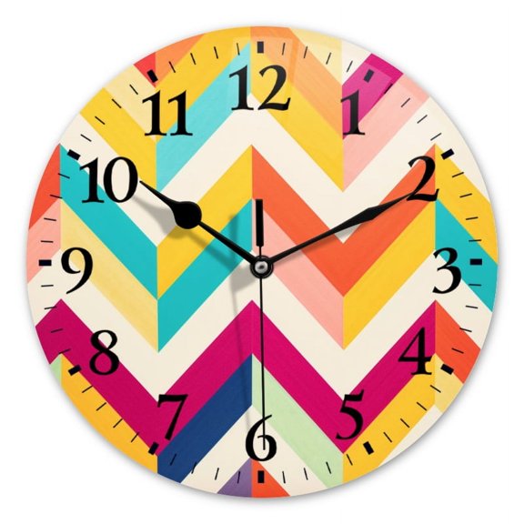 Non-Ticking Silent Wall Clocks Battery Operated Personalized Decor Clock for Bathroom,Office-Colorful Pattern Background With Vibrant Colors（10inch）