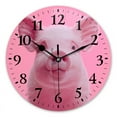 thumbnail image 1 of Non-Ticking Silent Wall Clocks Battery Operated Personalized Decor Clock for Bathroom,Office-Cute Pink Piglet With Smiling（14inch）, 1 of 4
