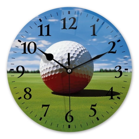Non-Ticking Silent Wall Clocks Battery Operated Personalized Decor Clock for Bathroom,Office-Golf Ball On The Green Golf Course(10inch)
