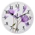 thumbnail image 1 of Non-Ticking Silent Wall Clocks Battery Operated Personalized Decor Clock for Bathroom,Office-Purple Flowers Against White Background（14inch）, 1 of 4