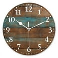 thumbnail image 1 of Non-Ticking Silent Wall Clocks Battery Operated Personalized Decor Clock for Bathroom,Office-Wooden Wall With Brown And Blue Colors（12inch）, 1 of 4