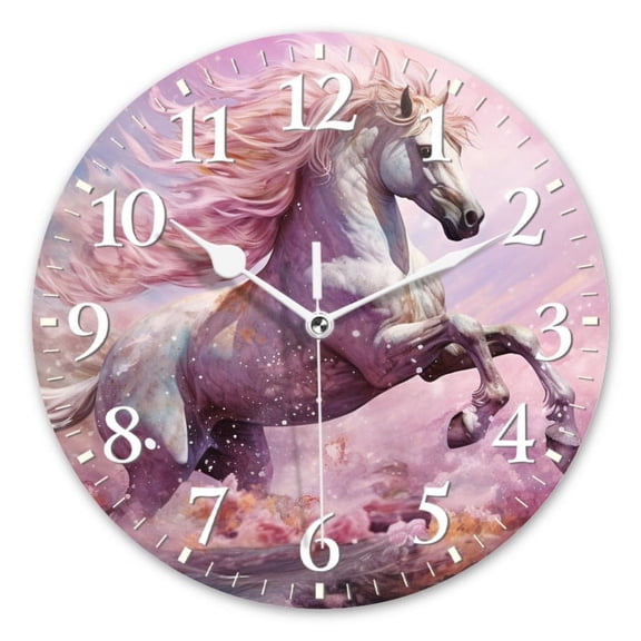 Non-Ticking Silent Wall Clocks Battery Operated Personalized Decor Clock for Living Room,Bedroom-Colourful Unicorn On Ocean(10inch)