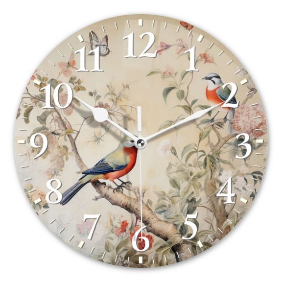 Non-Ticking Silent Wall Clocks Battery Operated Personalized Decor Clock for Living Room,Bedroom-Two Birds On The Branches(10inch)
