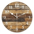 thumbnail image 1 of Non-Ticking Silent Wall Clocks Personalized Analog Round Clock Battery Operated Clocks Decorative for Kitchen,Office-Arafed Wood Planks With A Brown Stain Of Paint(10inch), 1 of 4