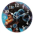 thumbnail image 1 of Round Wall Clock,Beautiful Black Woman With Afro Surrounded By Bubbles,Silent Non-Ticking Wall Clock Decor for Home Office Kitchen Living Room Bedroom(10inch), 1 of 4