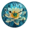 thumbnail image 1 of Silent Non-Ticking Wall Clock Quartz,Modern Round Clocks Decor for Living Room,Office,Kitchen-White Lotus Flower With Swirls And Golden Lines Around The Petals(12inch), 1 of 4