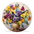 thumbnail image 1 of Non-Ticking Silent Wall Clocks with Quartz Movement,Battery Operated Analog Clock Modern Decor Clock for Home-Floral Oil Painting Spring Flowers Painting(10inch), 1 of 4
