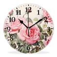 thumbnail image 1 of Non-Ticking Silent Wall Clocks with Quartz Movement,Battery Operated Analog Clock Modern Decor Clock for Home-Floral Pink Roses on White Beautiful(16inch), 1 of 4