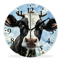 Non-Ticking Silent Wall Clocks with Quartz Movement,Battery Operated Analog Clock Modern Decor Clock for Home-Cute Cow Oil Print(10inch)