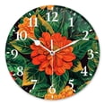 thumbnail image 1 of Round Analog Wall Clocks with Non-Ticking Sweep Movement,Battery Operated Clcoks Decorative for Home,Office-Orange Flowers And Green Leaves Pattern On Dark Background,(16inch), 1 of 4